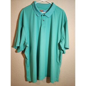 Wrangler Men's Shirt Teal Green Size 3X Short Sleeve Polo Polyester Breathable
